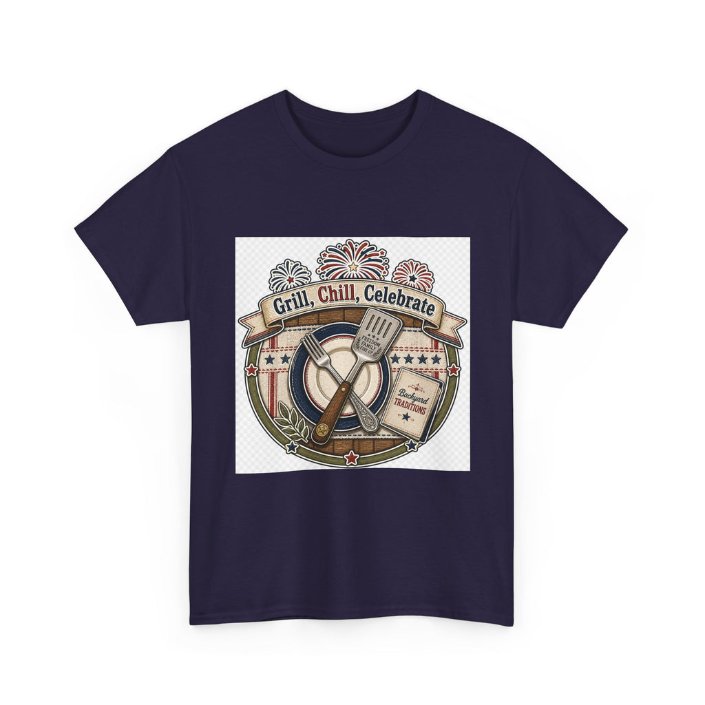 Independence Day Retro Fireworks Graphic Tee for Patriotic Adults