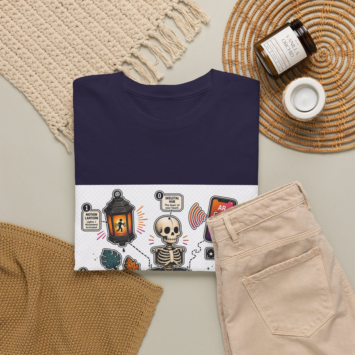 Halloween Skeleton Moon Shirt for Adults – Spooky Graphic Tee