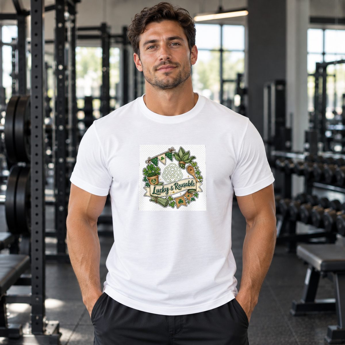 St. Patrick's Day Lucky Shamrock Tee for Men & Women - Lifestyle 3