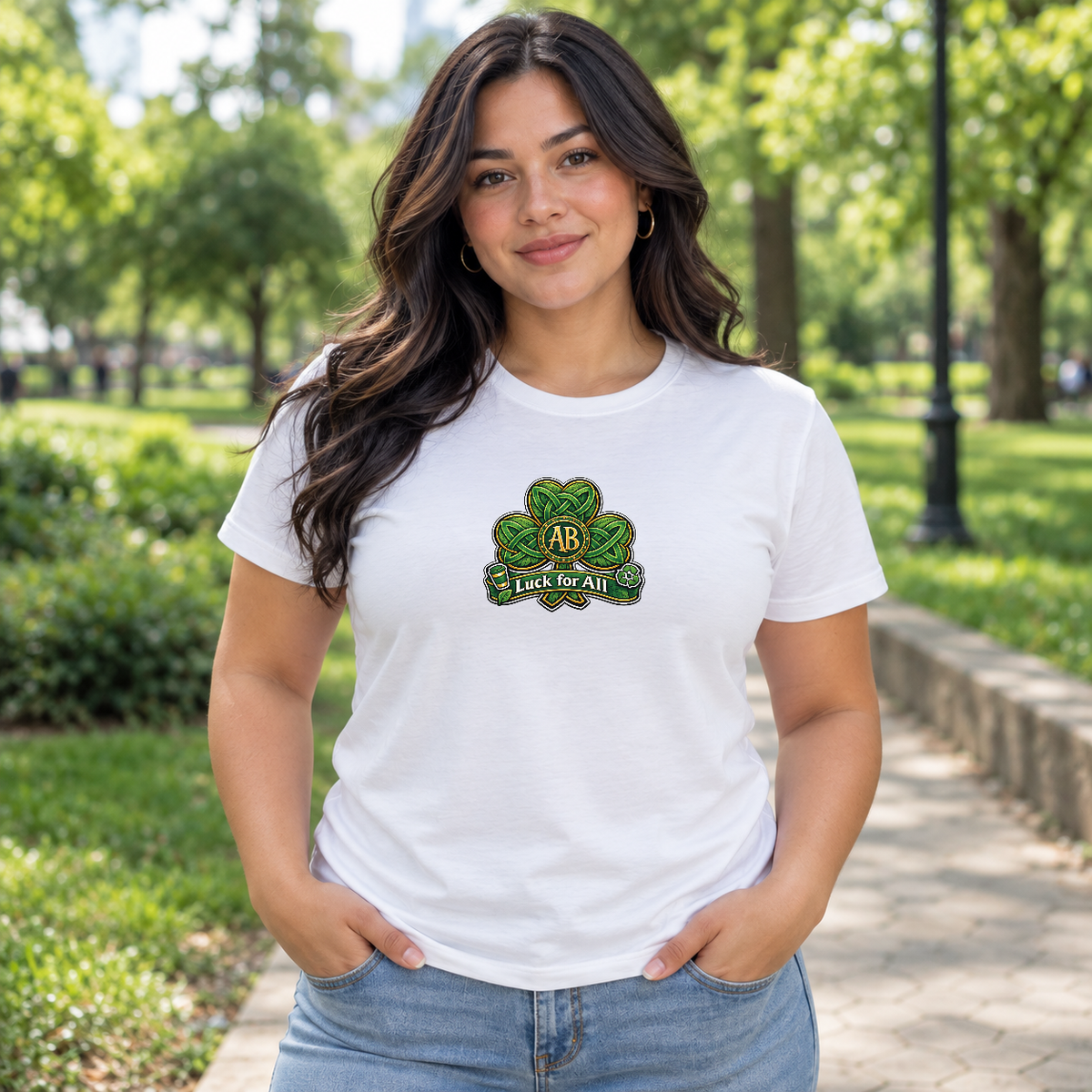 St. Patrick's Day Graphic Tee for Friends - Shamrock Burst Design - Lifestyle 1