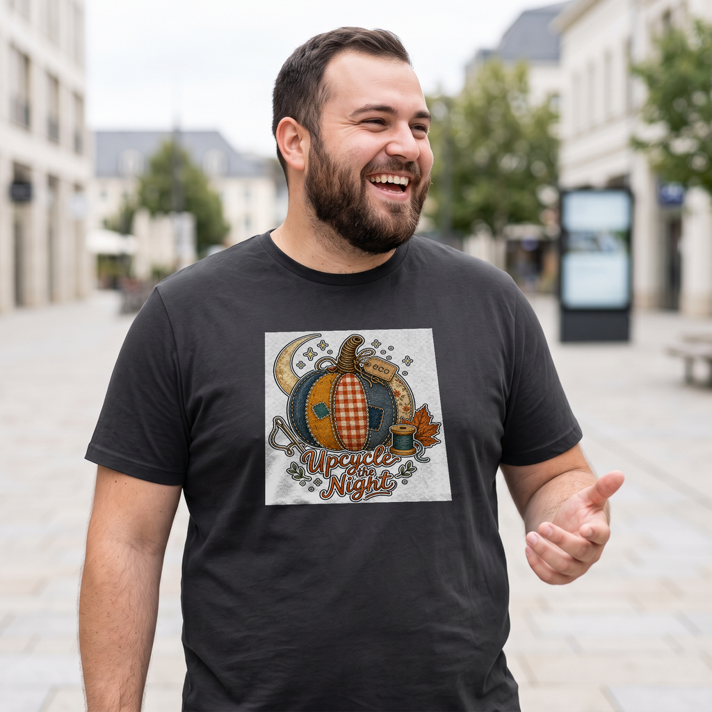 Halloween Shirt for Cat Lovers — Spooky Moon Cat Graphic Tee - Lifestyle 5