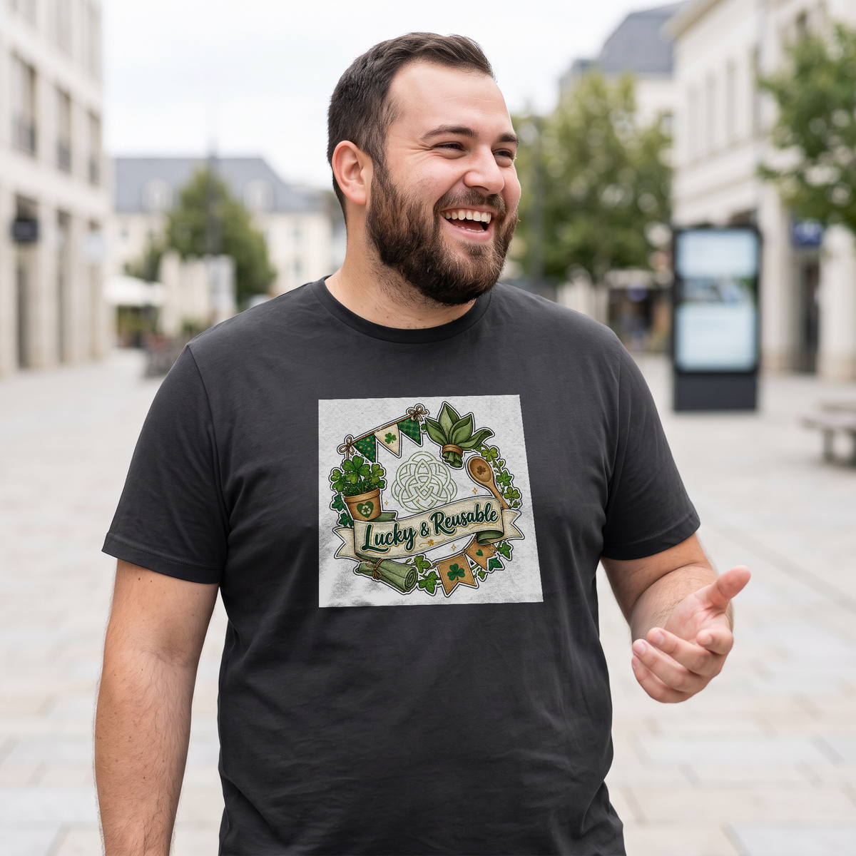 St. Patrick's Day Lucky Shamrock Tee for Men & Women - Lifestyle 5