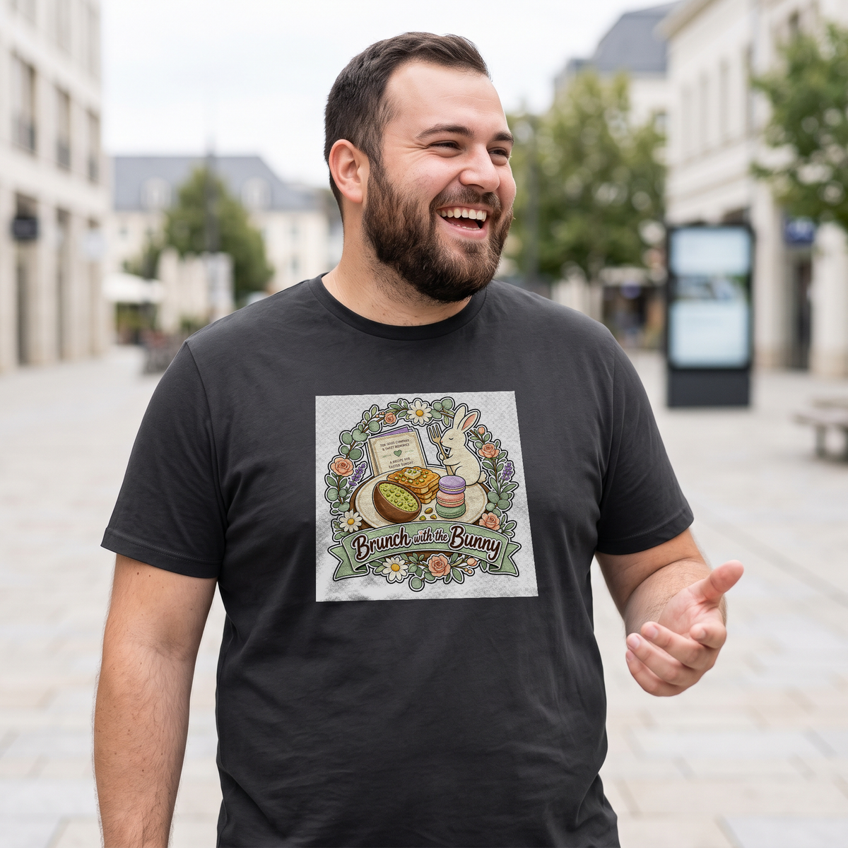 Easter Sunday Shirt for Family — Pastel Bunny Floral Tee - Lifestyle 5